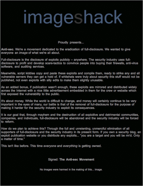 imageshackhack Hack de Imageshack pour arrêter le full disclosure : Un combat juste ?