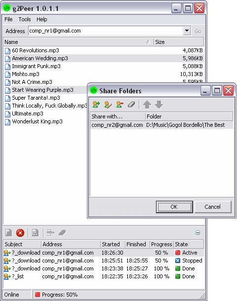 g2Peer - Share Files on Your PC Through Gmail