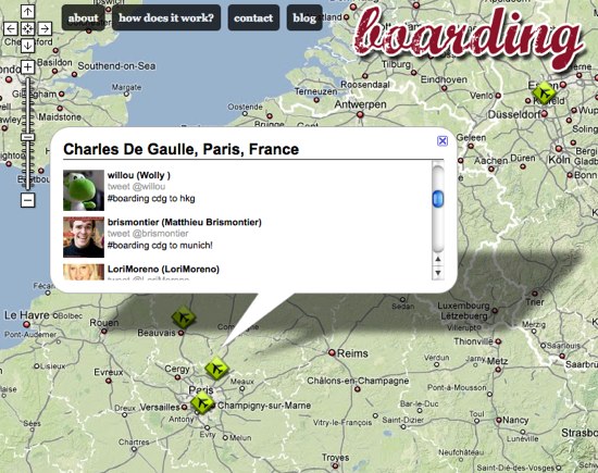 L'interface de Boarding pour les voyageurs en transit