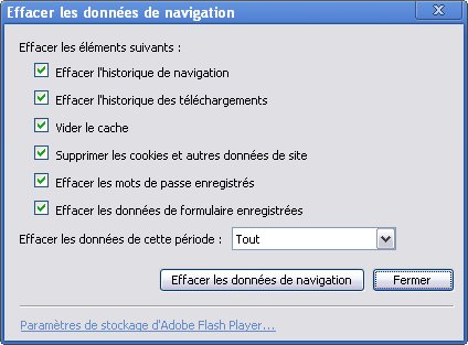 evercookie chrome suppression donnees navigation